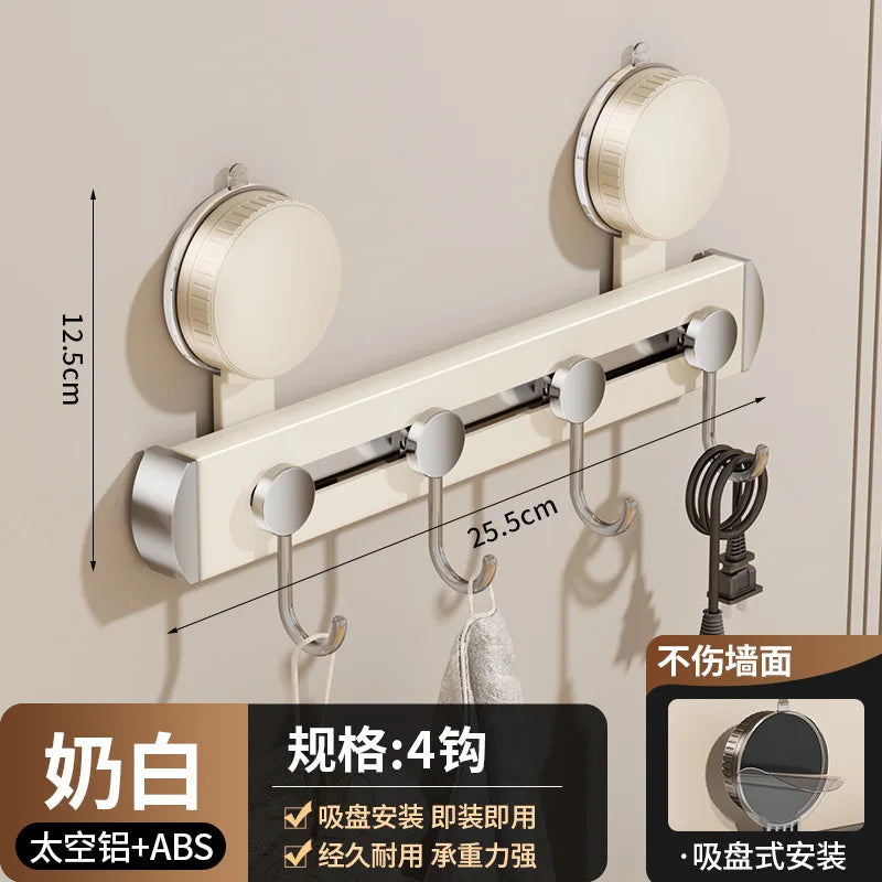 No Drill Suction Cup Rotate Strong Load-Bearing Vacuum Hook Kitchen Wall Bathroom Door Adhesive Hook Hook Key Hook Kitchen Hook