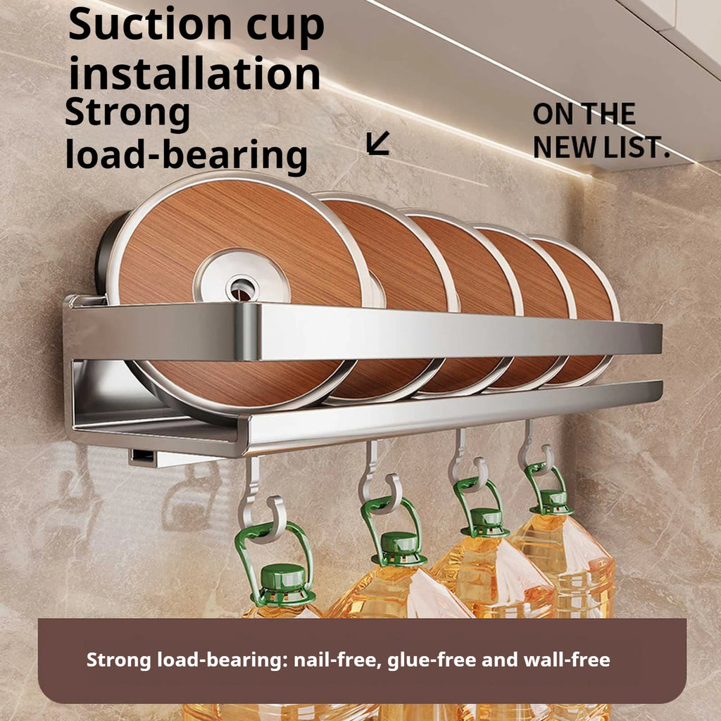 Wall-Mounted Suction Cup Kitchen Shelf Spice Storage Rack Seasoning Organizer No Drilling Kitchen Organizer Wall Shelf cocina