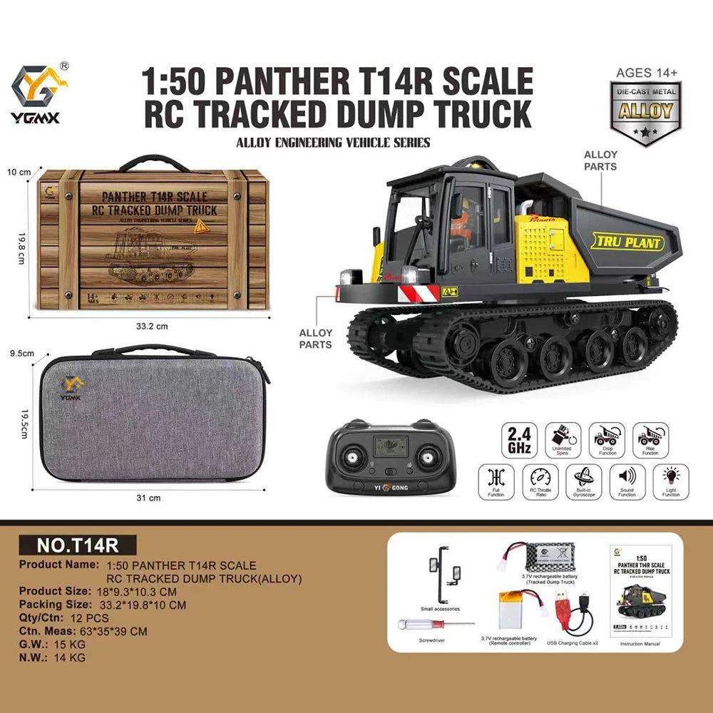1/50 YG970 YG636 YG520 T14R YG180 YG605 RC Excavator Loader Dump Truck Full-Aisle Alloy Simulation Engineering Vehicle Model Toy