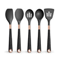Silicone Cooking Utensils Set Non-Scratch Non-Stick Heat Resistant Spatula Spoon Rose Gold Handle With Bucket Kitchen Gift