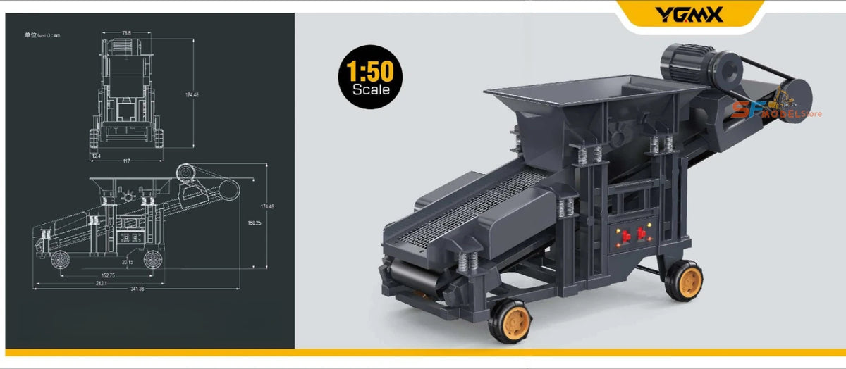 Yi Gong 1/50 Mini Remote Control Model Loader Excavator Mining Truck Sand Screener Road Roller Engineering Vehicle Toys Hobbies