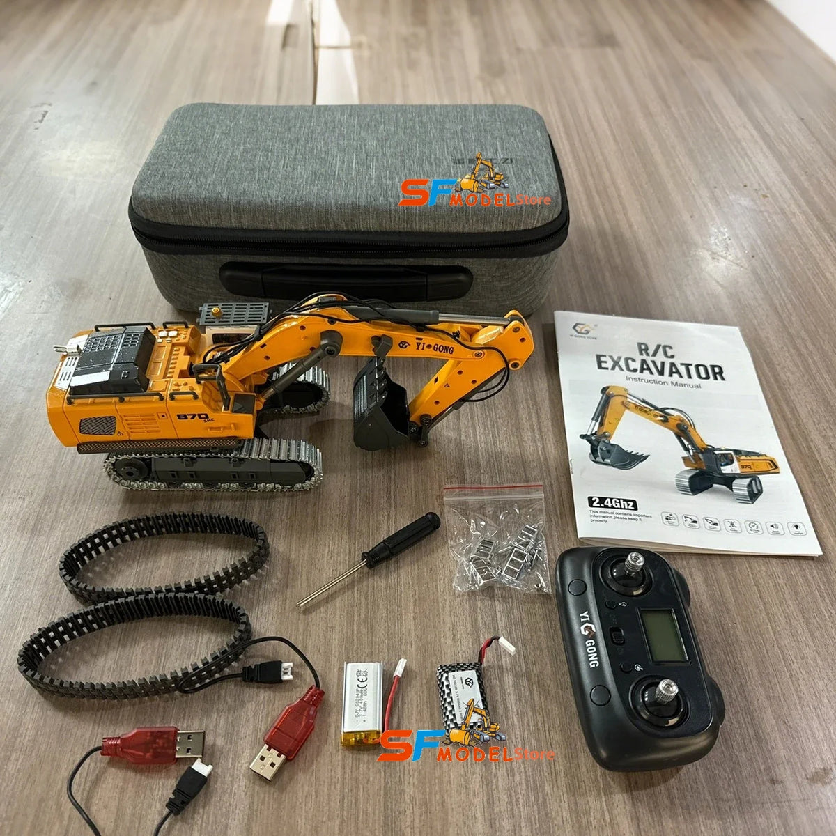 Mini RC Excavator Loader 1/50 970 520 Excavator 636 Loader Electric Simulation Model Metal Track Light Sound System RC Toy Gift