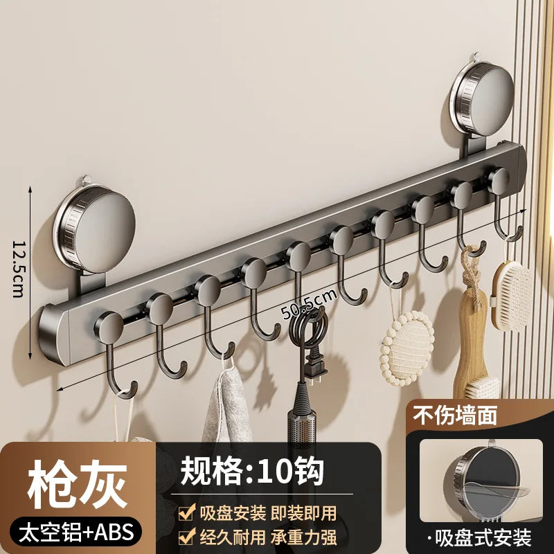 No Drill Suction Cup Rotate Strong Load-Bearing Vacuum Hook Kitchen Wall Bathroom Door Adhesive Hook Hook Key Hook Kitchen Hook