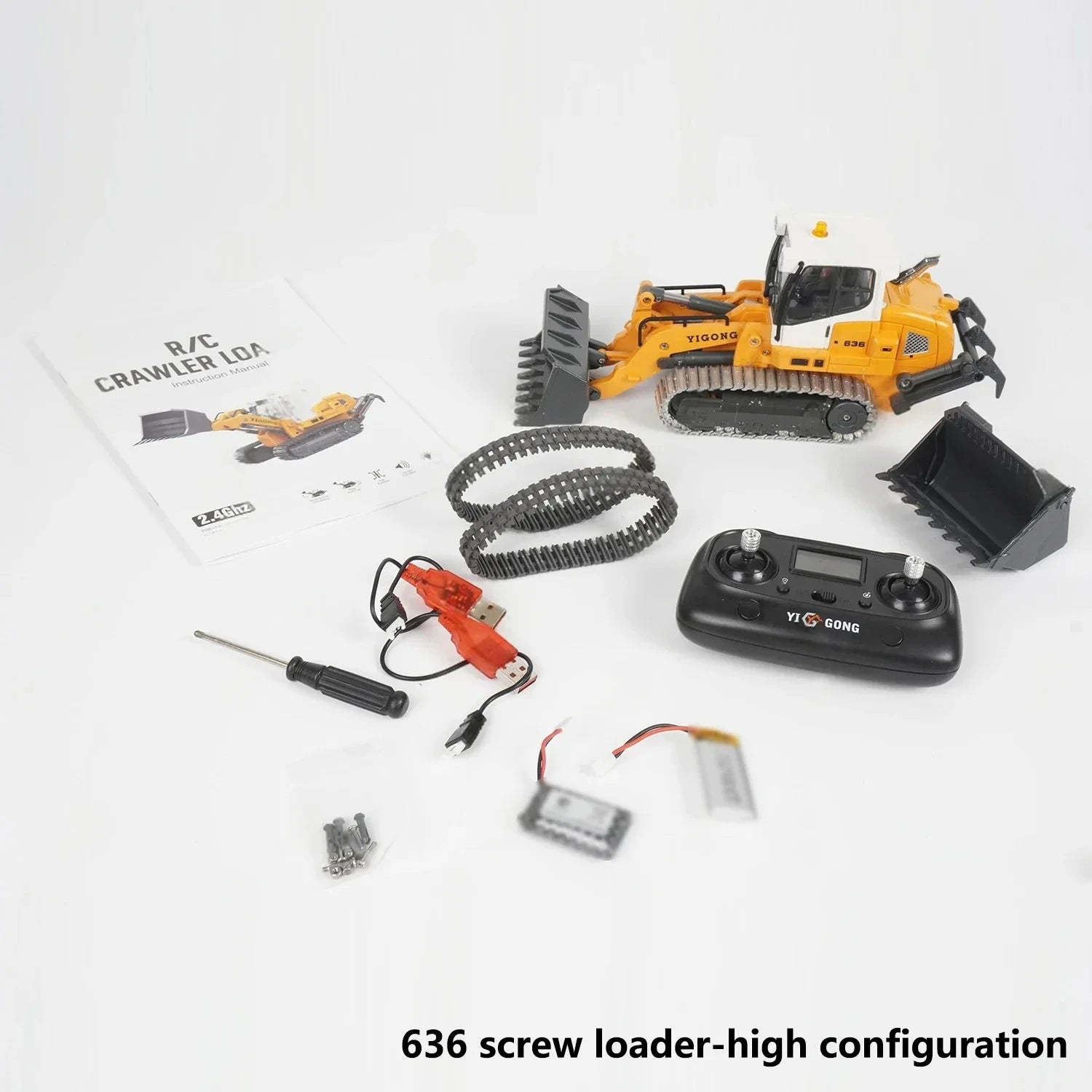 Mini RC Excavator Loader 1/50 970 520 Excavator 636 Loader Electric Simulation Model Metal Track Light Sound System RC Toy Gift