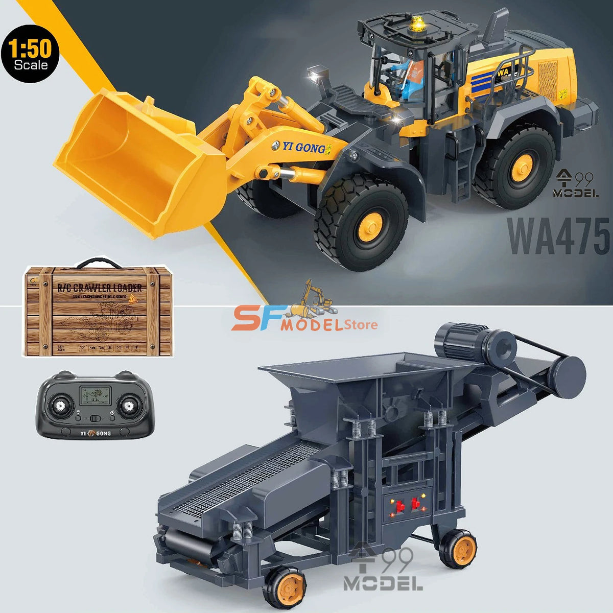 2026 New Yi Gong 1/50 RC Loader Dump Truck Excavator Sand Screener Road Roller Mini Engineering RC Car Electric Toy Gift
