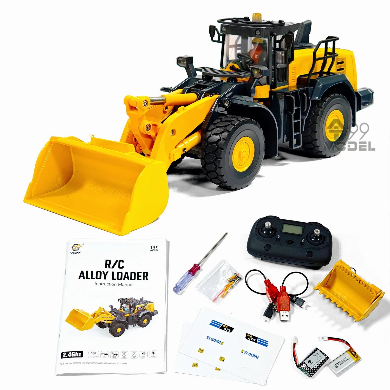 In Stock WA475 RC Loader 1/50 YG475 Electric RC Loader Model RTR Version with Lights and Sounds Remote Control Car Toy Gift
