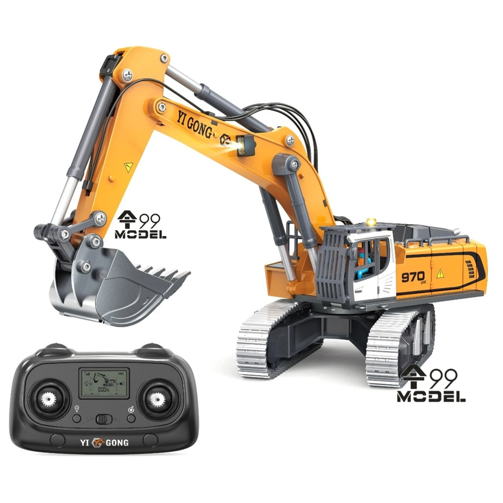 970 RC Mini Excavator 1/50 Scale Electric Excavator Simulation Model Desktop RC Excavator with Lighting System RC Car Toy Gift