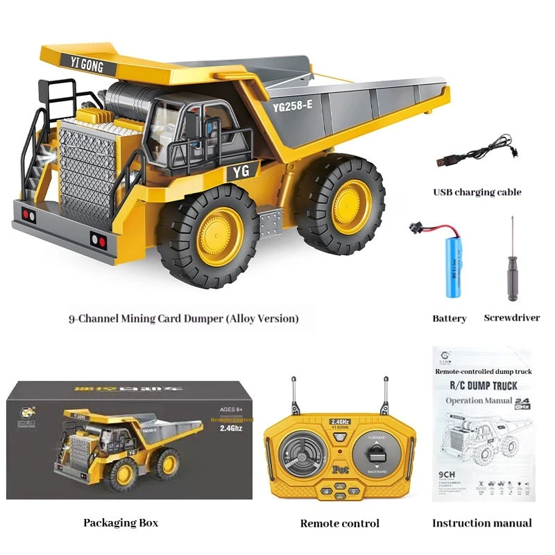 YIGONG Alloy Remote Control Engineering Vehicle 2.4G Wireless Rc Excavator Bulldozer Dump Truck Model For Hobby Collection 2026