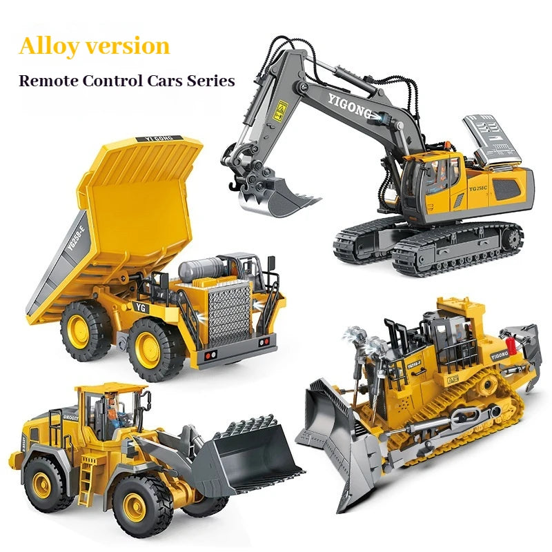 YIGONG Alloy Remote Control Engineering Vehicle 2.4G Wireless Rc Excavator Bulldozer Dump Truck Model For Hobby Collection 2026