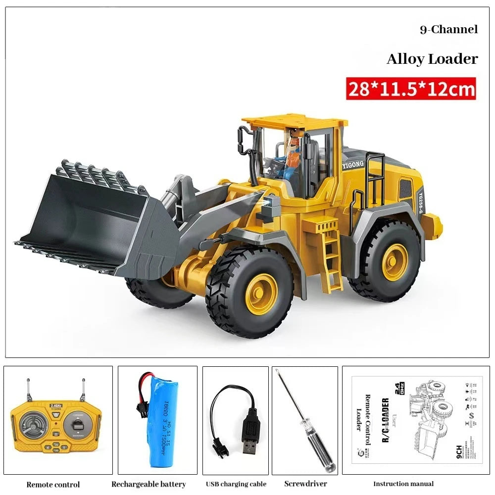 YIGONG Alloy Remote Control Engineering Vehicle 2.4G Wireless Rc Excavator Bulldozer Dump Truck Model For Hobby Collection 2026