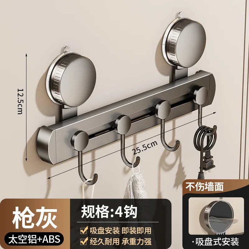 No Drill Suction Cup Rotate Strong Load-Bearing Vacuum Hook Kitchen Wall Bathroom Door Adhesive Hook Hook Key Hook Kitchen Hook