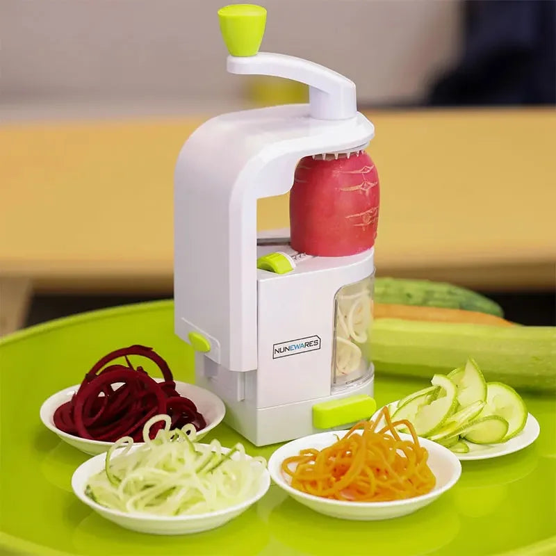 Vegetable Spiralizer 4-IN-1 Rotating Blade Veggie Spiralizer Zucchini Noodle Maker with Suction Cup Vegetable Cutter Slicer