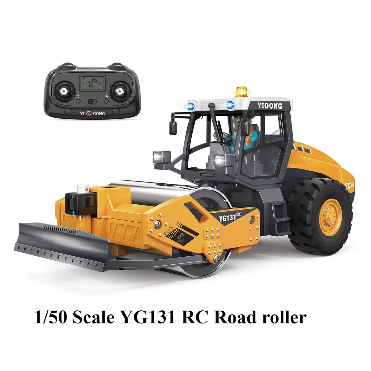 YG131 RC Road Roller 1/50 Electric RC Car Bucket with Lifting Rollers Vibration Compacting Function Road Roller Model Boys Toys