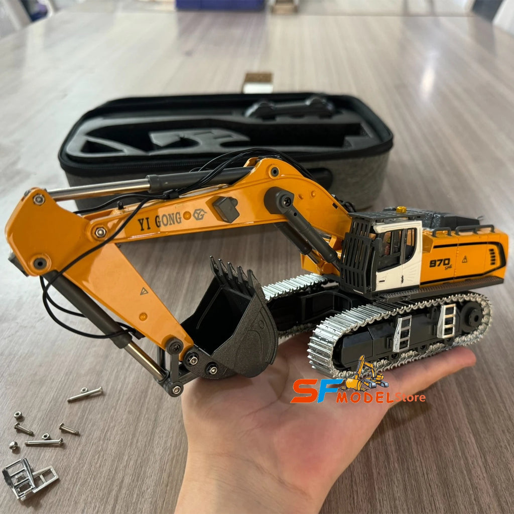Mini RC Excavator Loader 1/50 970 520 Excavator 636 Loader Electric Simulation Model Metal Track Light Sound System RC Toy Gift