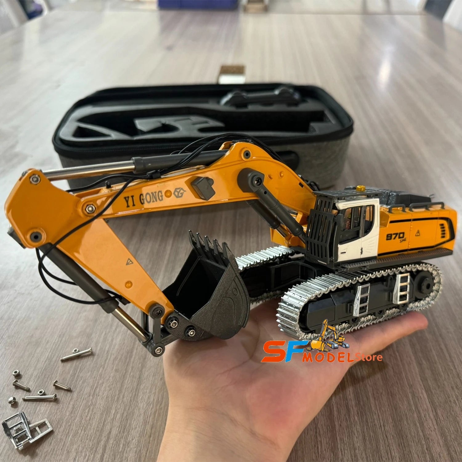 Mini RC Excavator Loader 1/50 970 520 Excavator 636 Loader Electric Simulation Model Metal Track Light Sound System RC Toy Gift