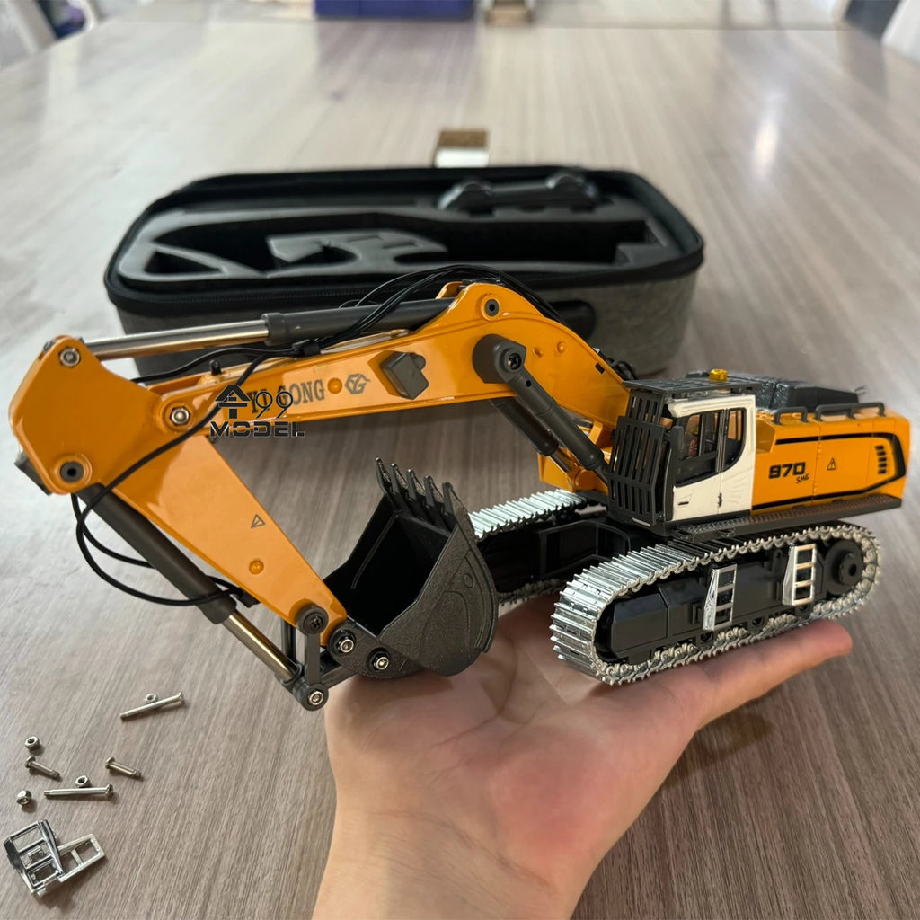 970 RC Mini Excavator 1/50 Scale Electric Excavator Simulation Model Desktop RC Excavator with Lighting System RC Car Toy Gift