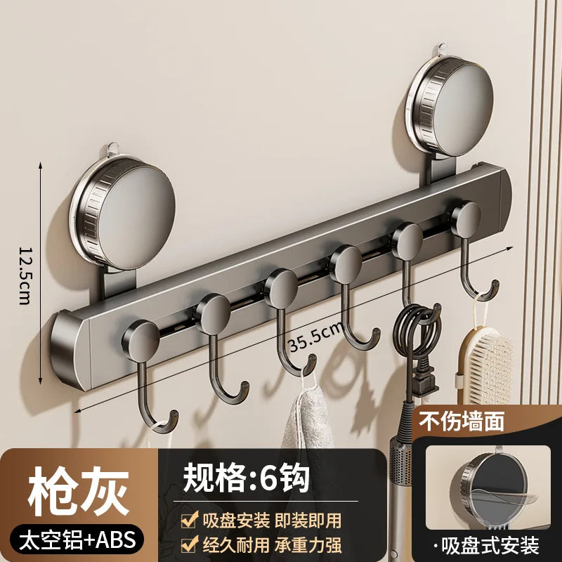 No Drill Suction Cup Rotate Strong Load-Bearing Vacuum Hook Kitchen Wall Bathroom Door Adhesive Hook Hook Key Hook Kitchen Hook