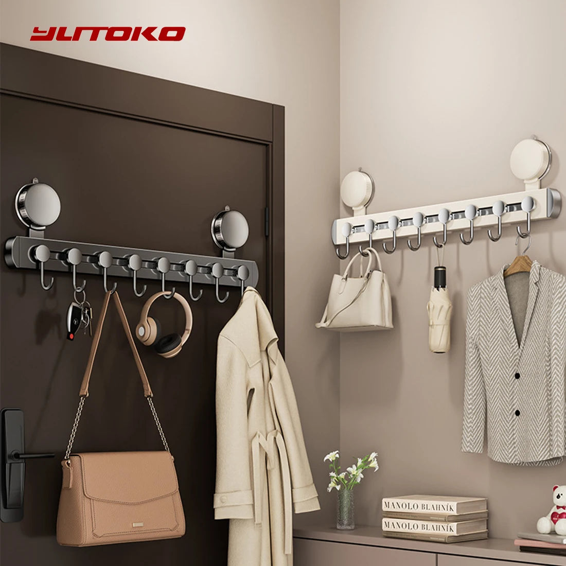 No Drill Suction Cup Rotate Strong Load-Bearing Vacuum Hook Kitchen Wall Bathroom Door Adhesive Hook Hook Key Hook Kitchen Hook