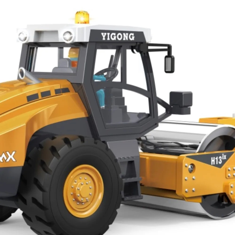 YG131 RC Road Roller 1/50 Electric RC Car Bucket with Lifting Rollers Vibration Compacting Function Road Roller Model Boys Toys