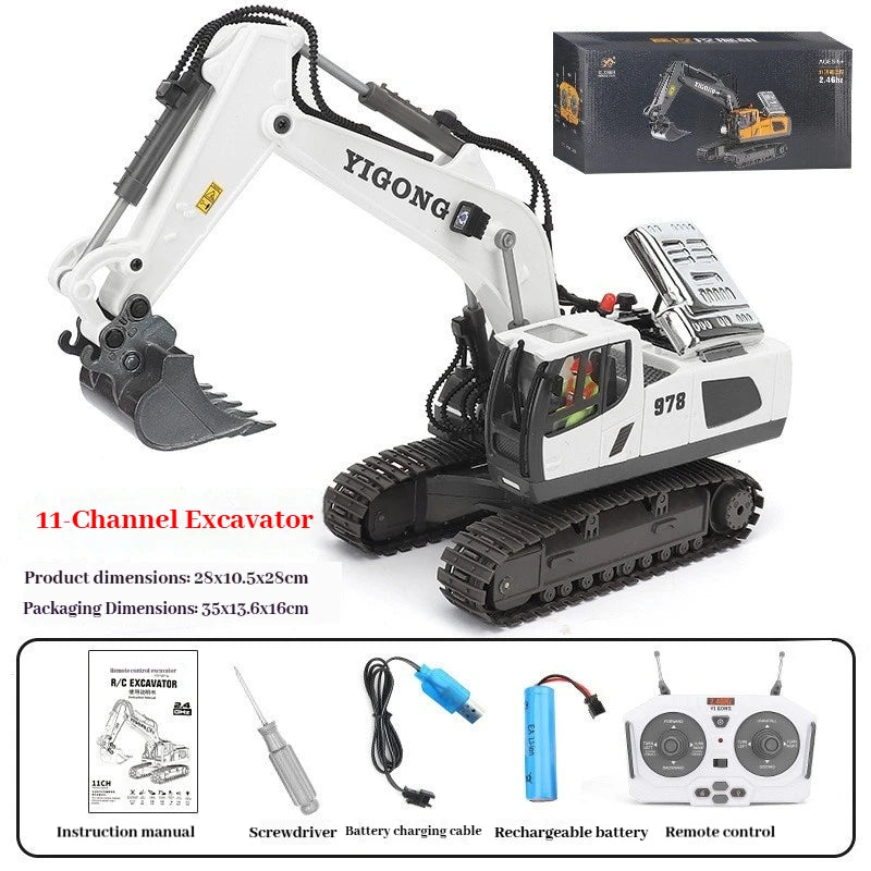 YIGONG Alloy Remote Control Engineering Vehicle 2.4G Wireless Rc Excavator Bulldozer Dump Truck Model For Hobby Collection 2026